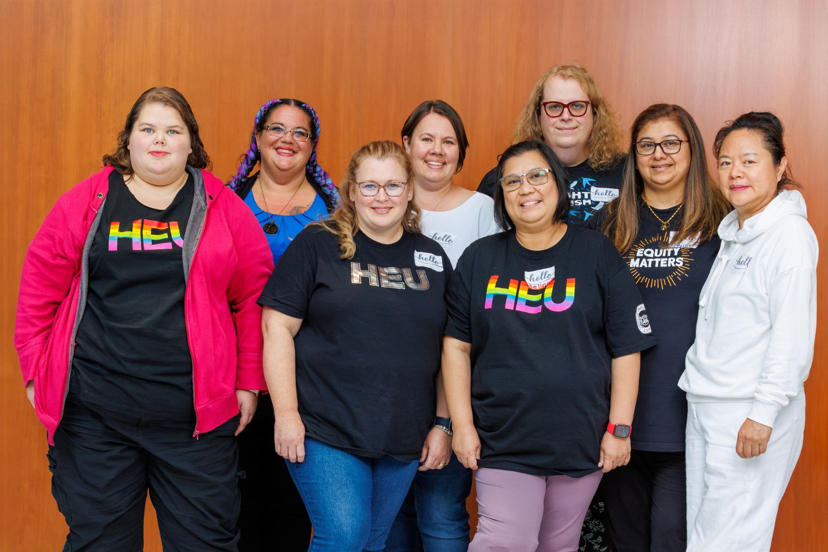 Group photo of members of HEU's Non-binary, Women and Two-Spirit Standing Committee