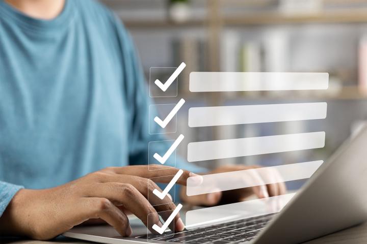 a person filling out an online form