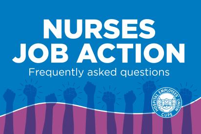 Nurse job action (image includes illustration of raised fists)