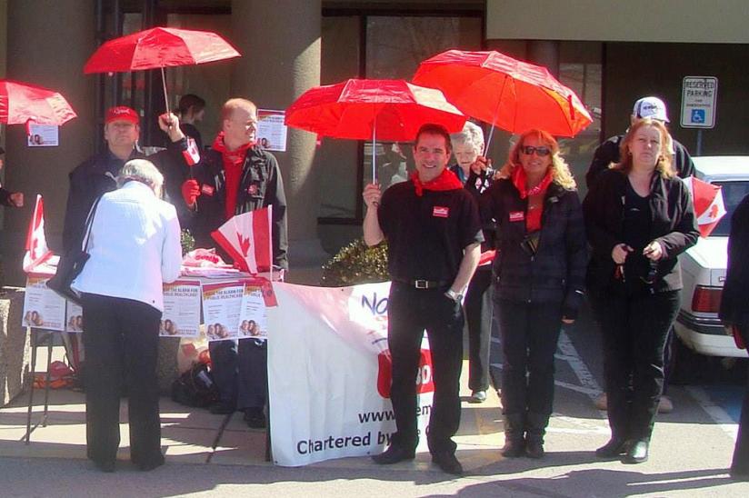 More than 100 people took a stand for medicare in Kelowna at a noon hour rally