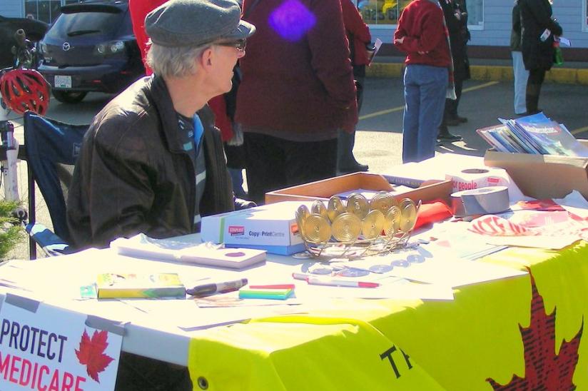 HEU and Council of Canadians deliver over 900 postcards against cuts to Vancouver Island North MP John Duncan's office