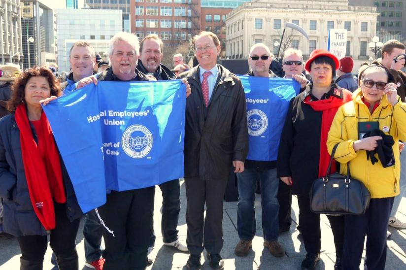 HEU provincial executive members rally for medicare in Ottawa with Victoria NDP Murray Rankin (centre)