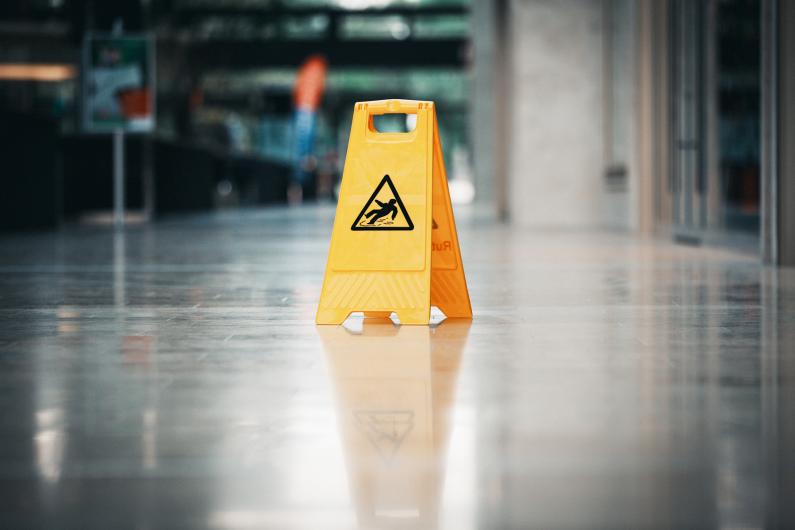 Hazard sign on floor
